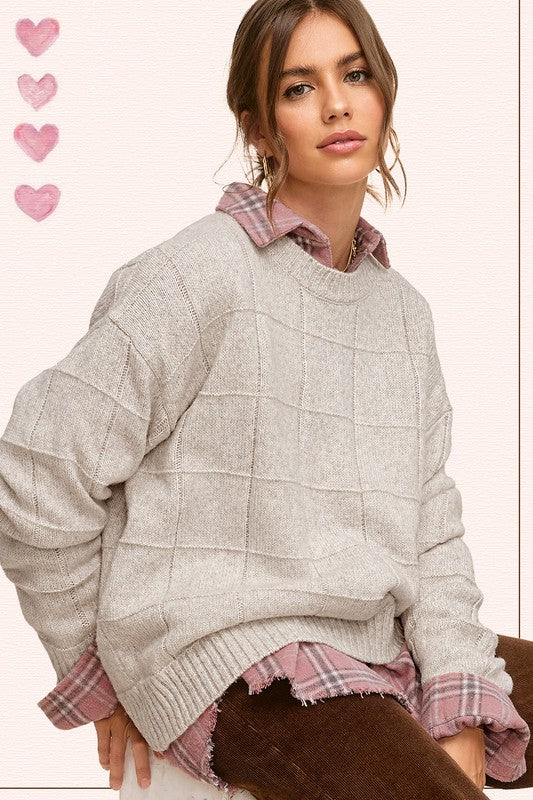 Windowpane Knit Sweater