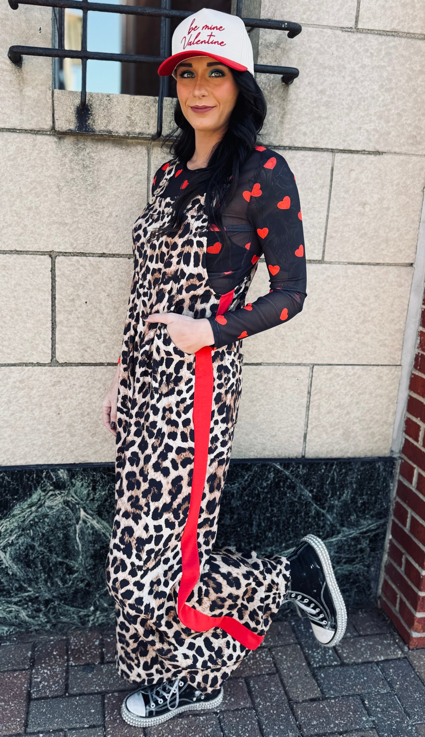 Leopard Red Side Track Jumpsuit