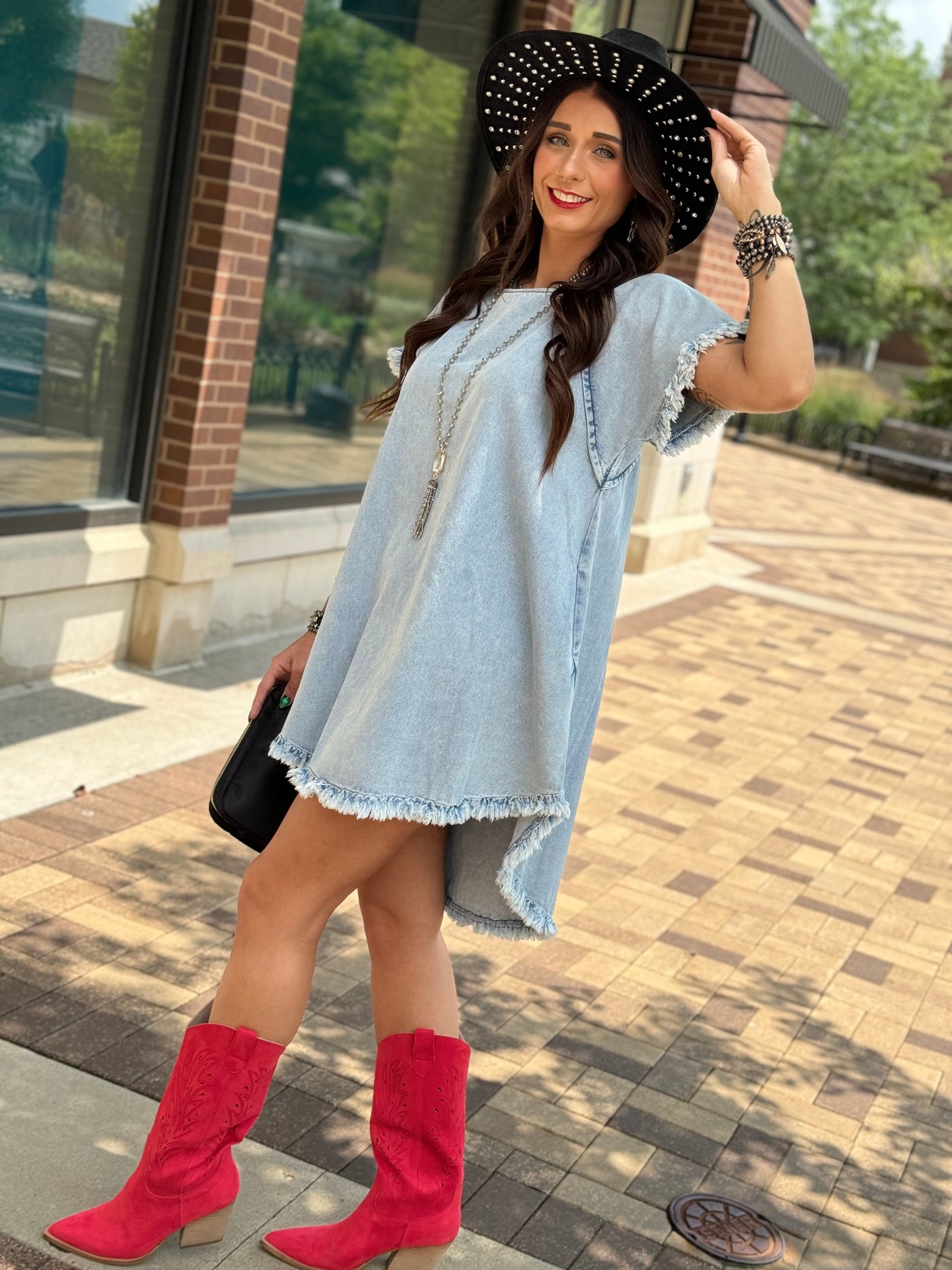 Light Denim Hi-Lo Dress