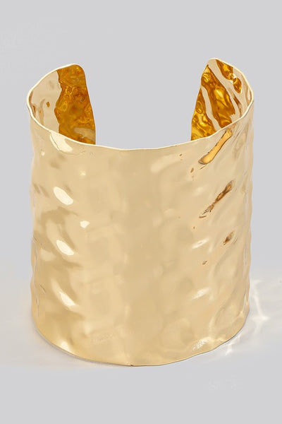 Wide Warped Metallic Cuff