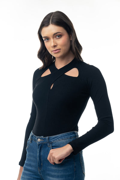 Black Criss-Cross Bodysuit