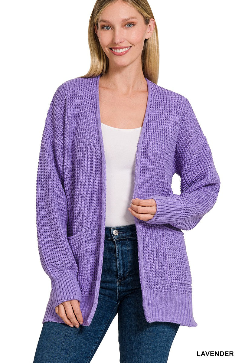 Harper Lavender Waffle Knit Cardigan