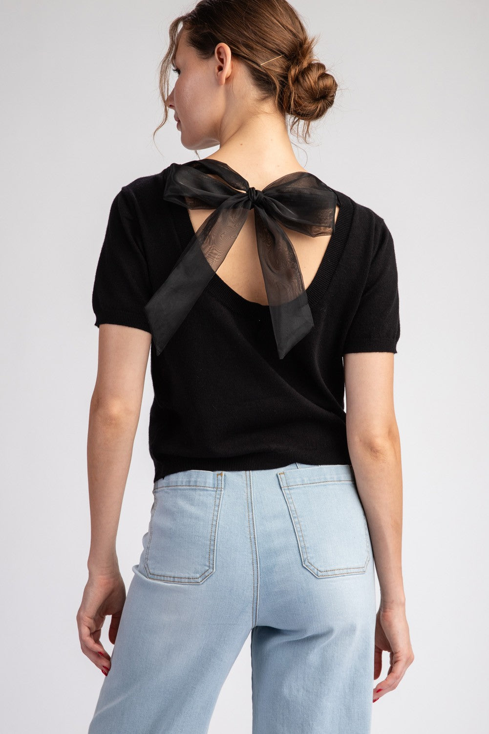 Mesh Bow Sweater Top