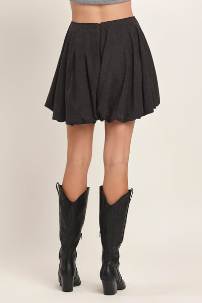 Faux Suede Balloon Skort