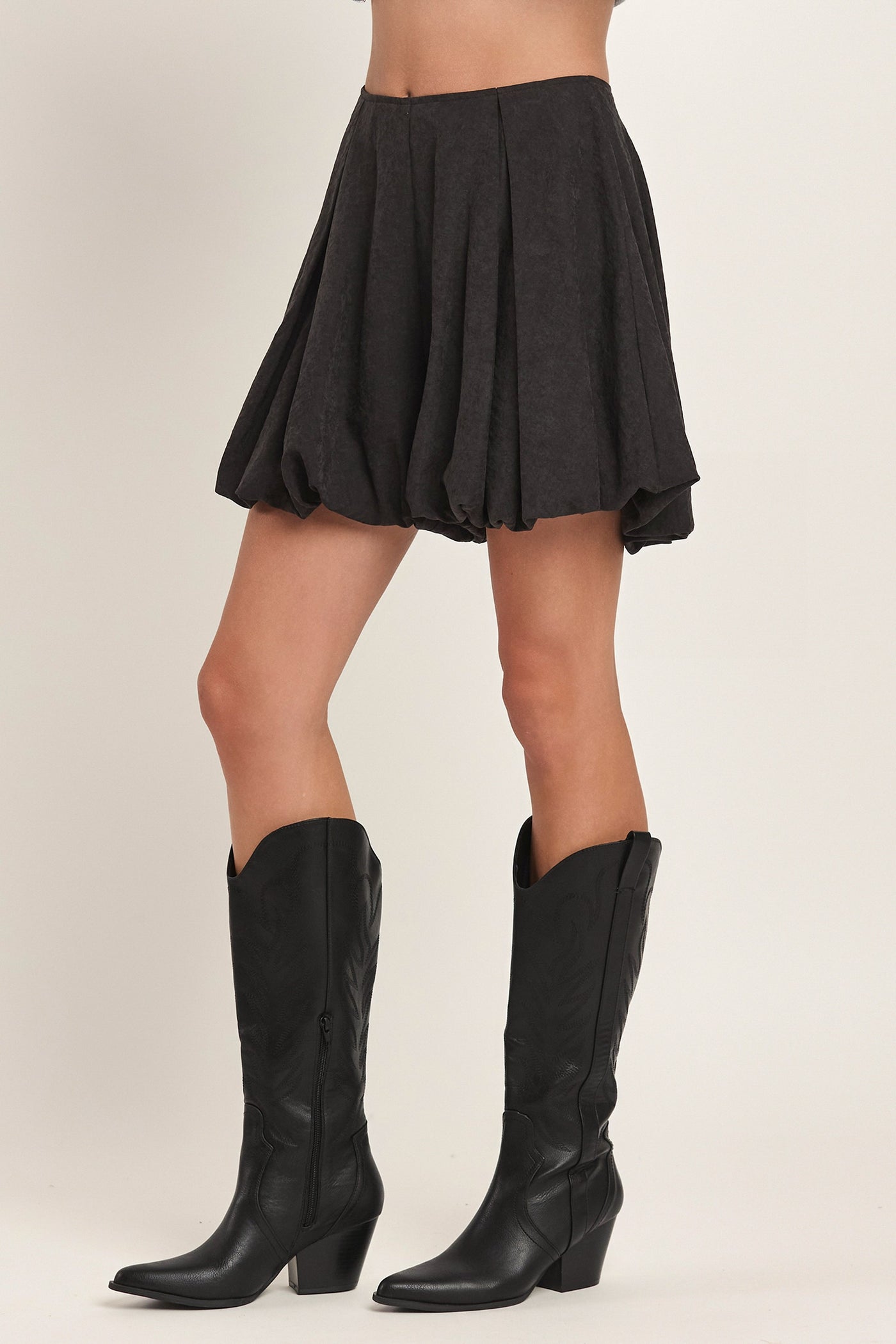 Faux Suede Balloon Skort