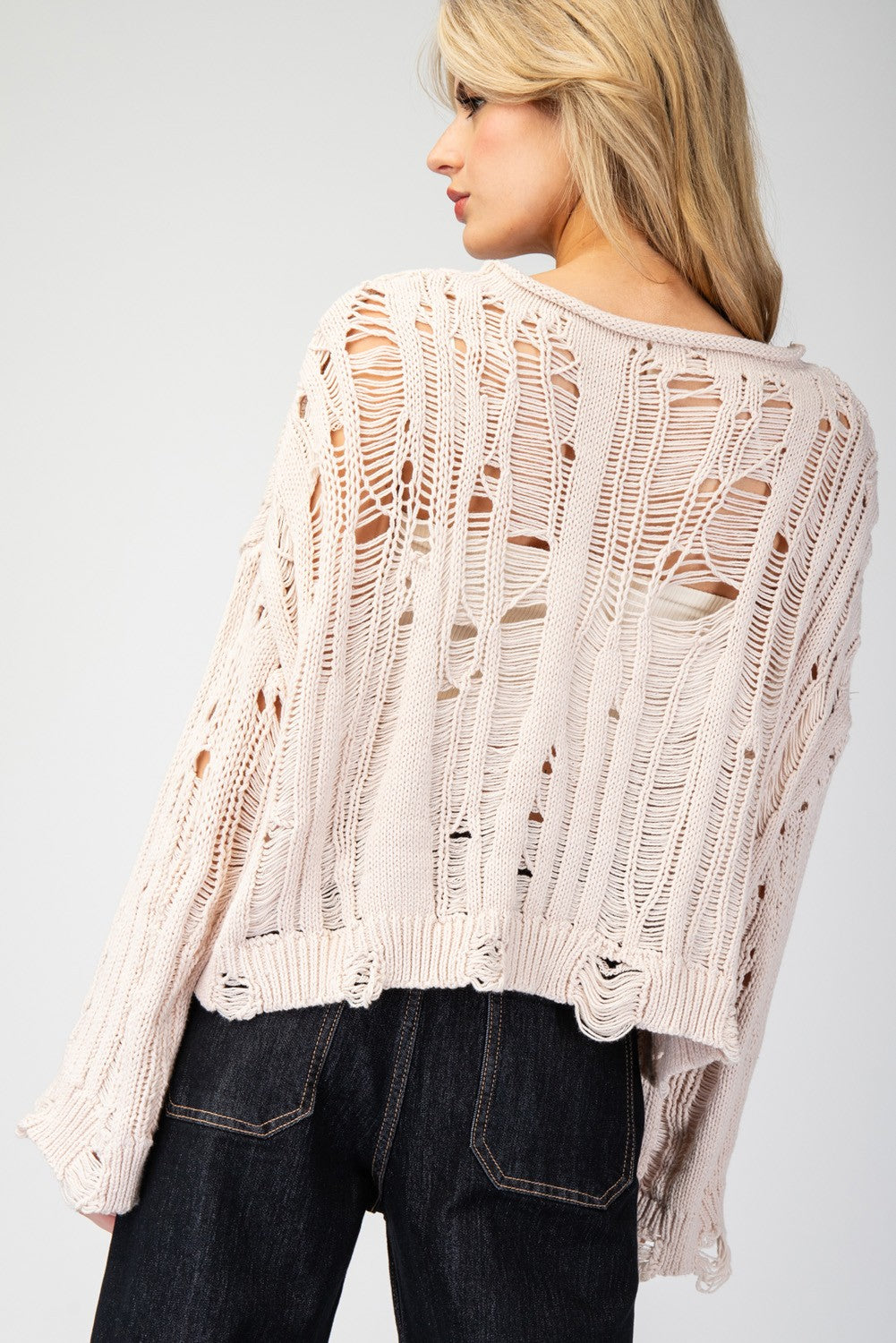 She's Stylish Distressed Sweater