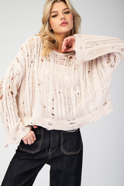 She's Stylish Distressed Sweater