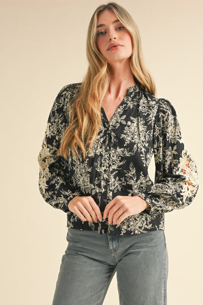 Envy Floral Lace Sleeve Top