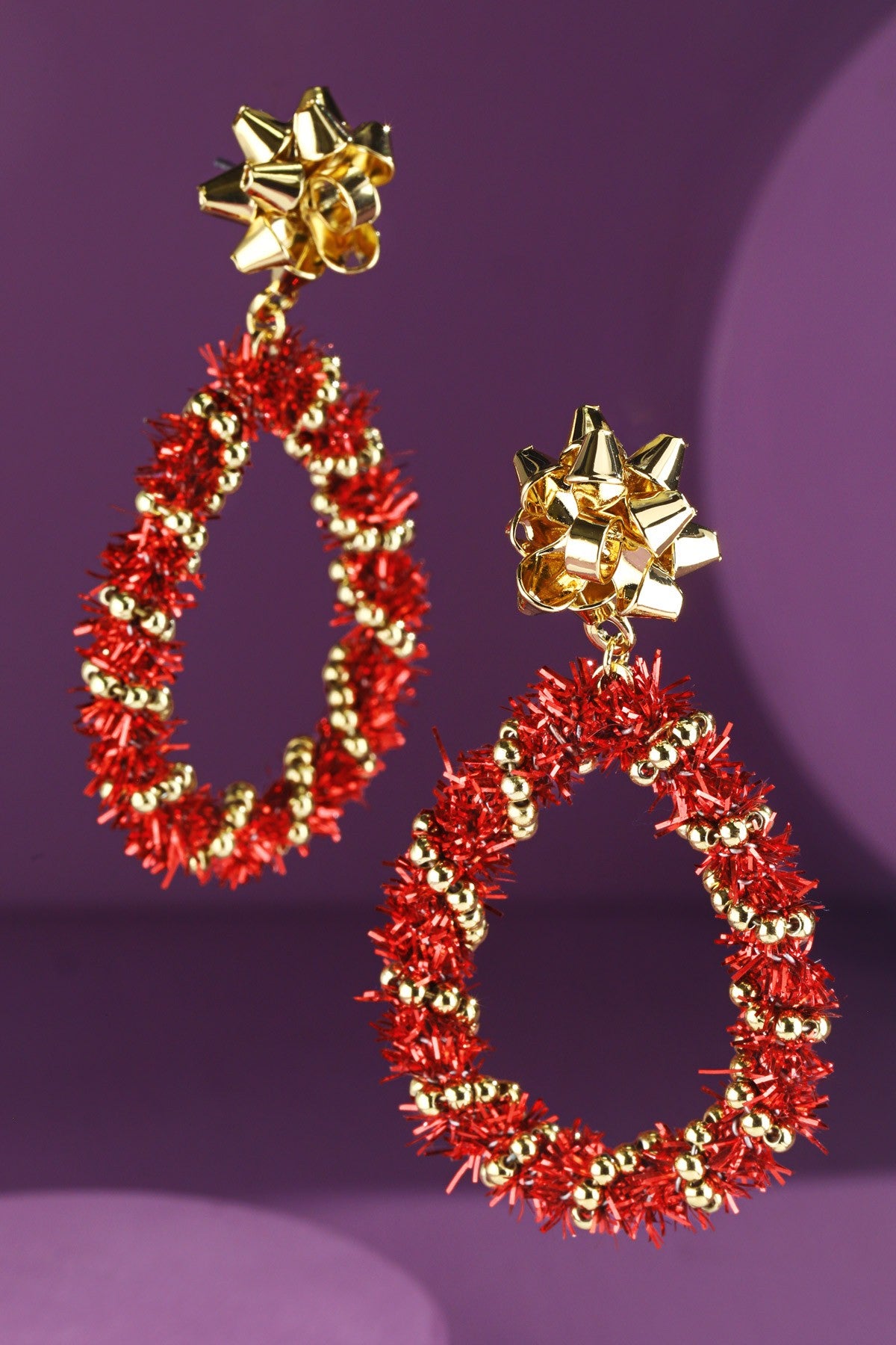 Christmas Tinsel Teardrop Earrings