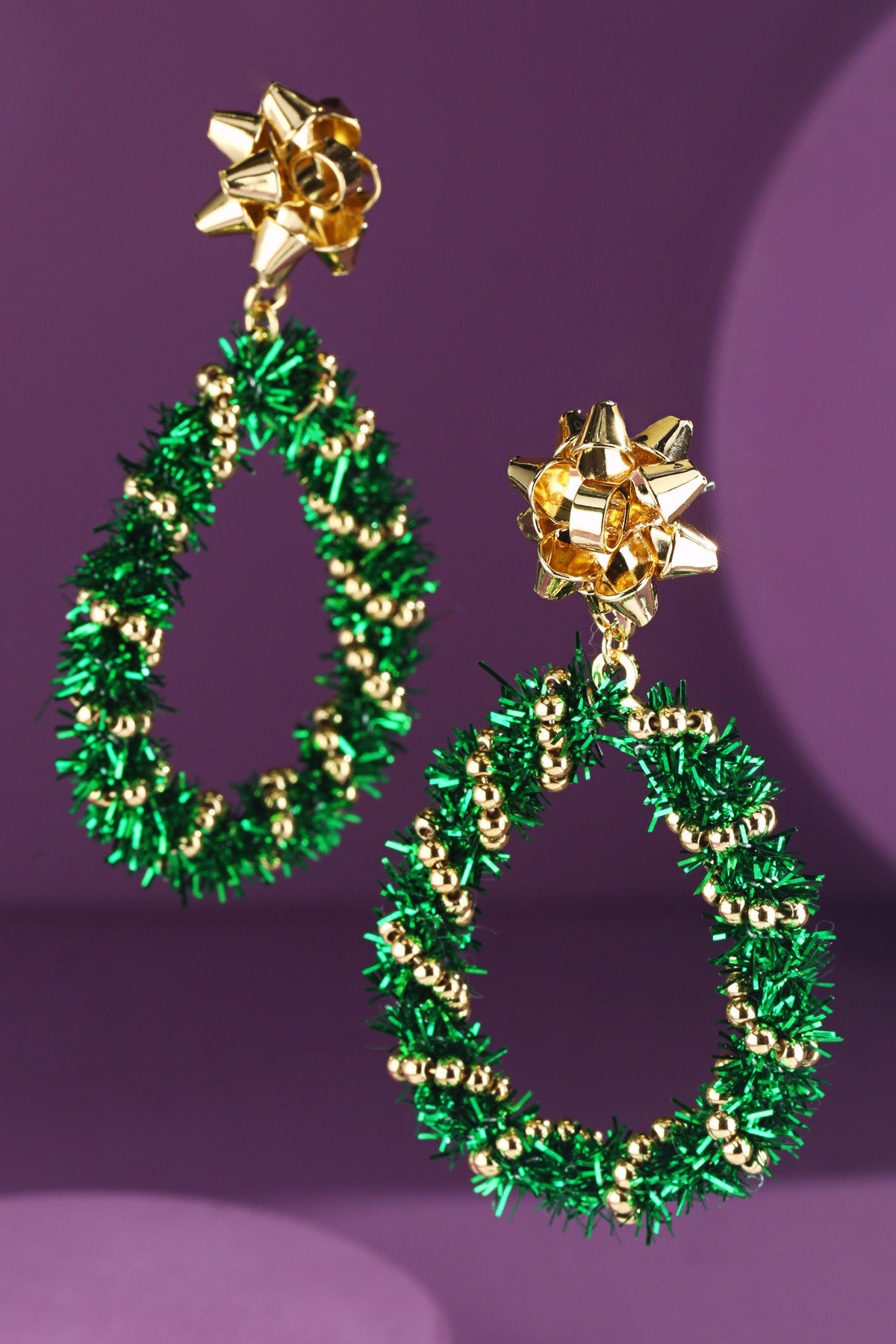 Christmas Tinsel Teardrop Earrings