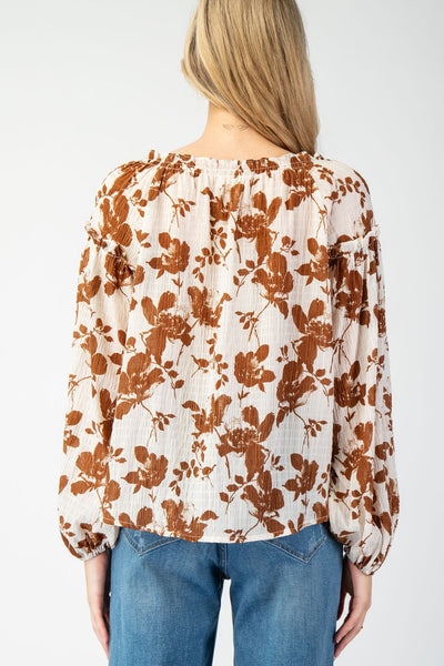 Brown Floral Blouse