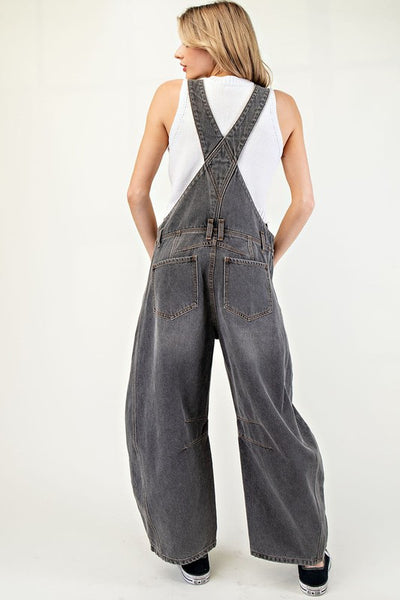 Acid Grey Sleeveless Barrel Overalls