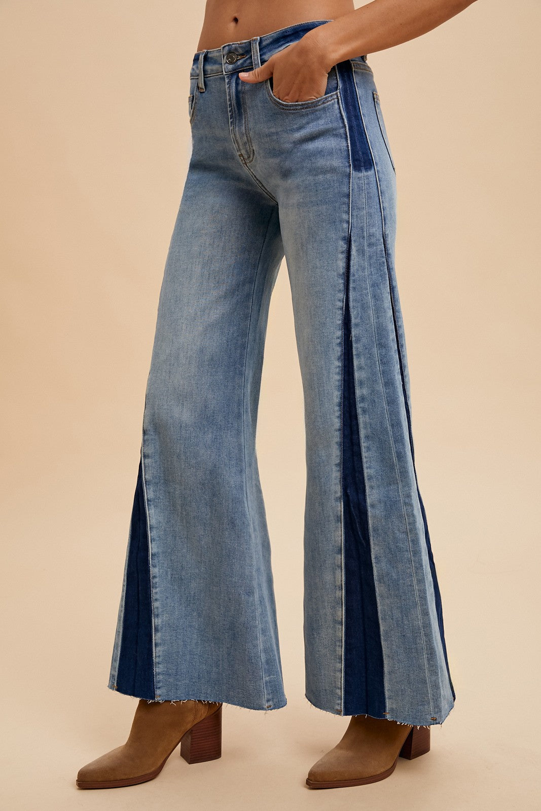 Comfort Stretch Contrast Flare Jeans