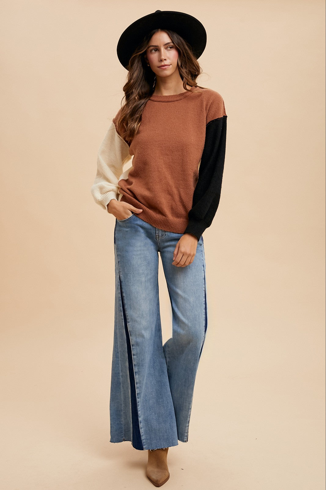 Comfort Stretch Contrast Flare Jeans