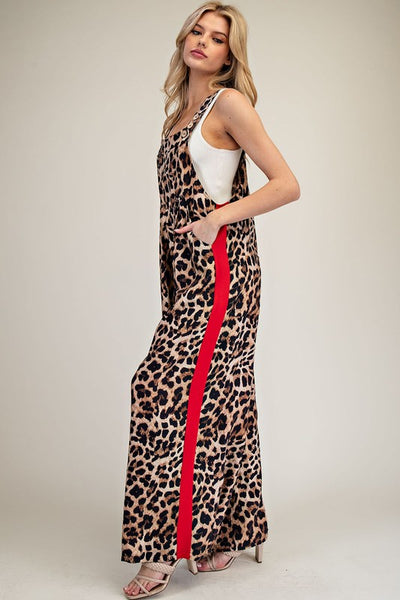 Leopard Red Side Track Jumpsuit