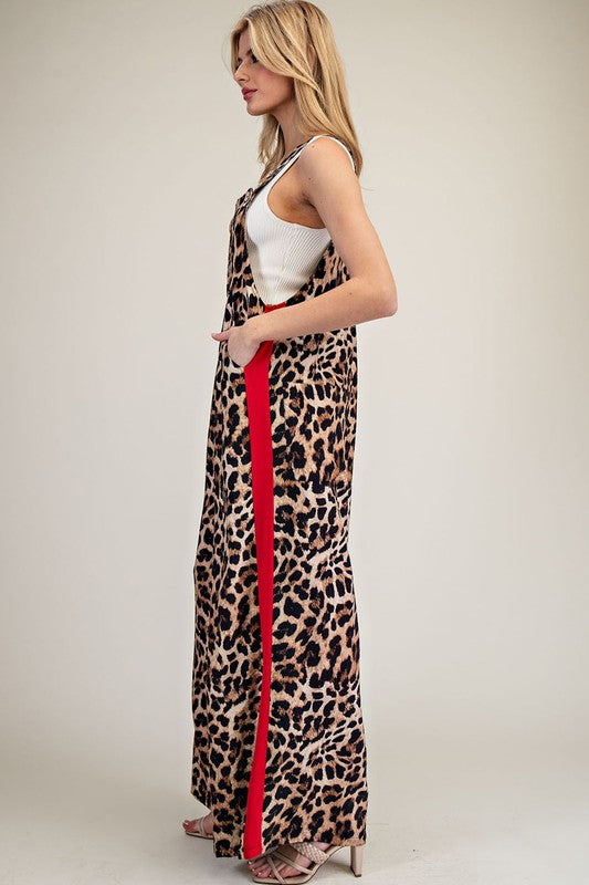 Leopard Red Side Track Jumpsuit