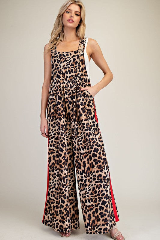 Leopard Red Side Track Jumpsuit