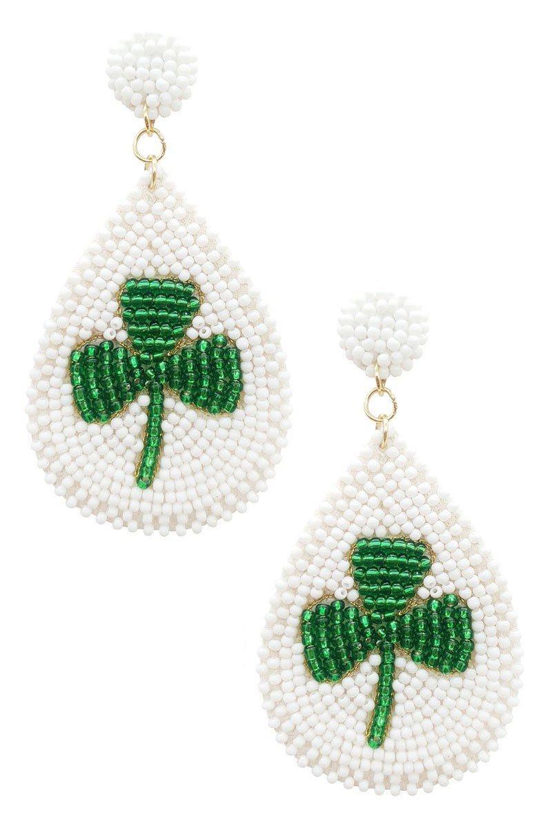 Lucky Clover White Earrings