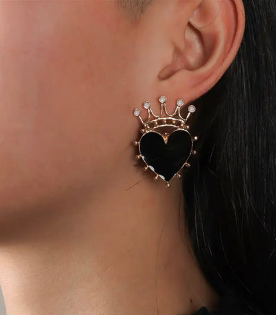 Royal Crown & Heart Earrings