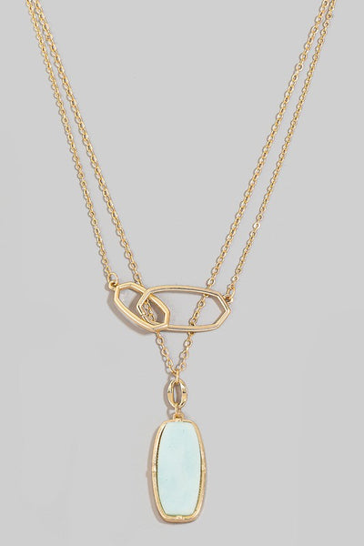 Oval Hoop & Stone Layered Necklace