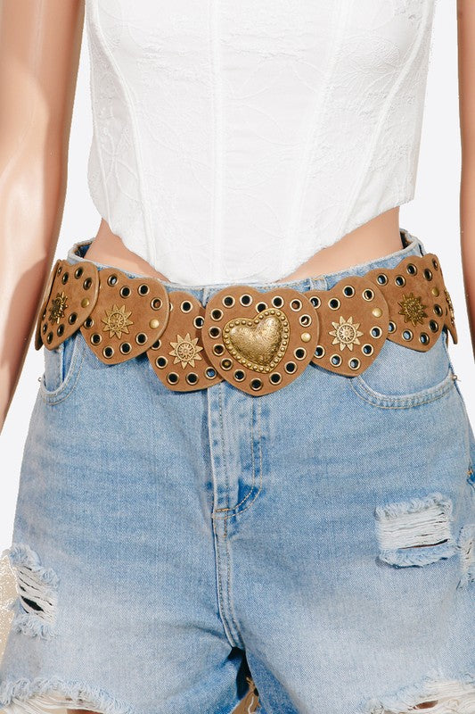 Heart & Stars Faux Leather Linked Belt