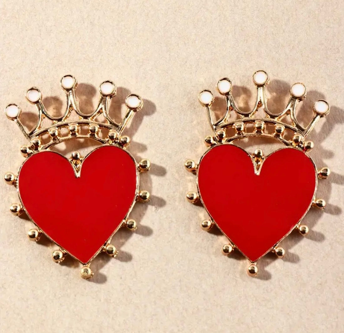 Royal Crown & Heart Earrings