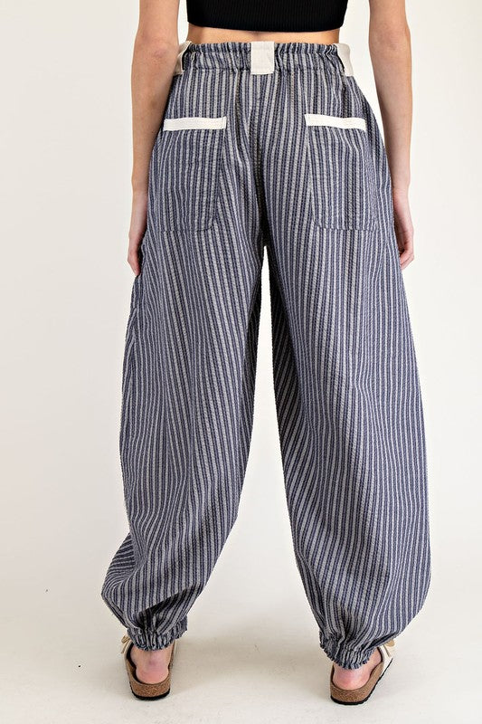 Indy Stripe Joggers - Denim