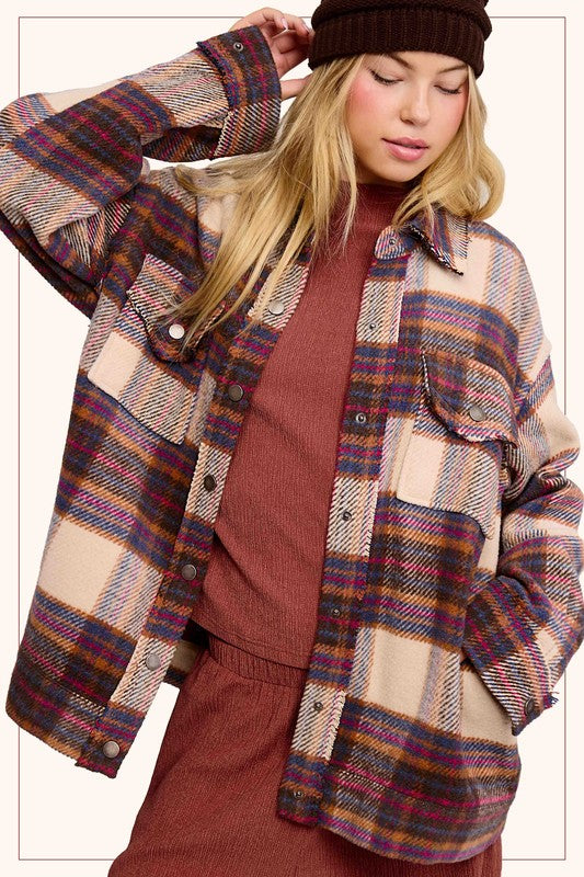 Cocoa Berry Plaid Shacket