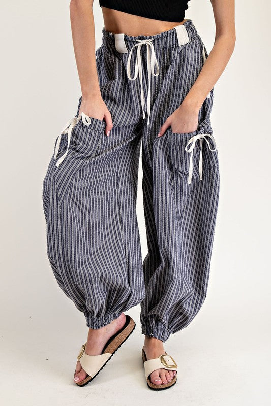 Indy Stripe Joggers - Denim