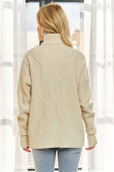 Diamond Braid Beige Sweater