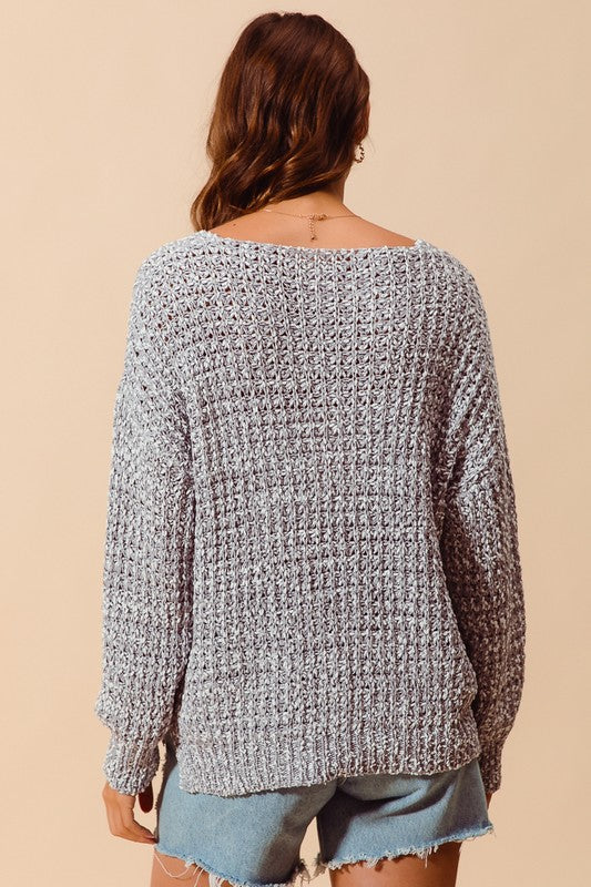 Deep Scope Neck Loose Sweater