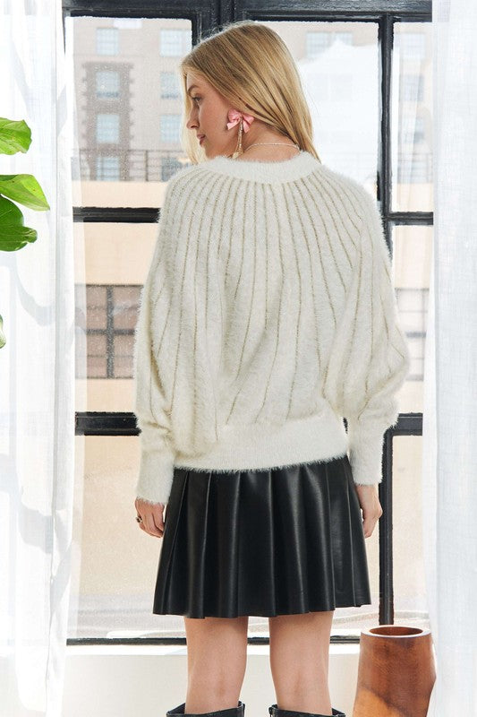 Lurex Fuzzy Metallic Stripe Sweater