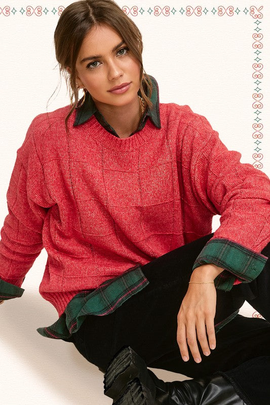 Windowpane Knit Sweater