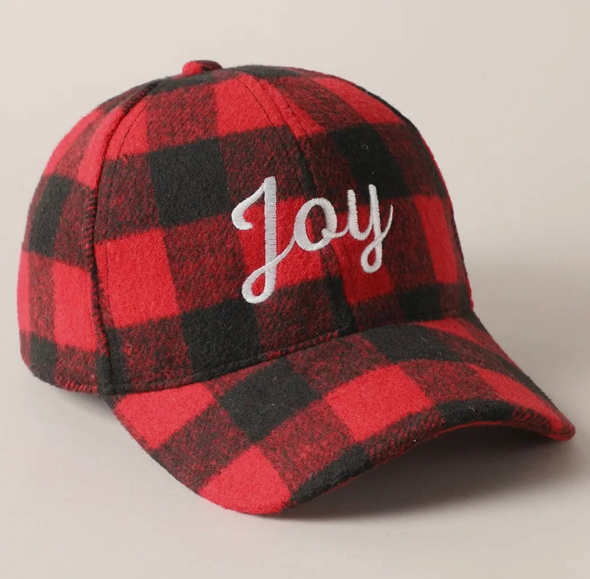 Merry or Joy Plaid Baseball Hat