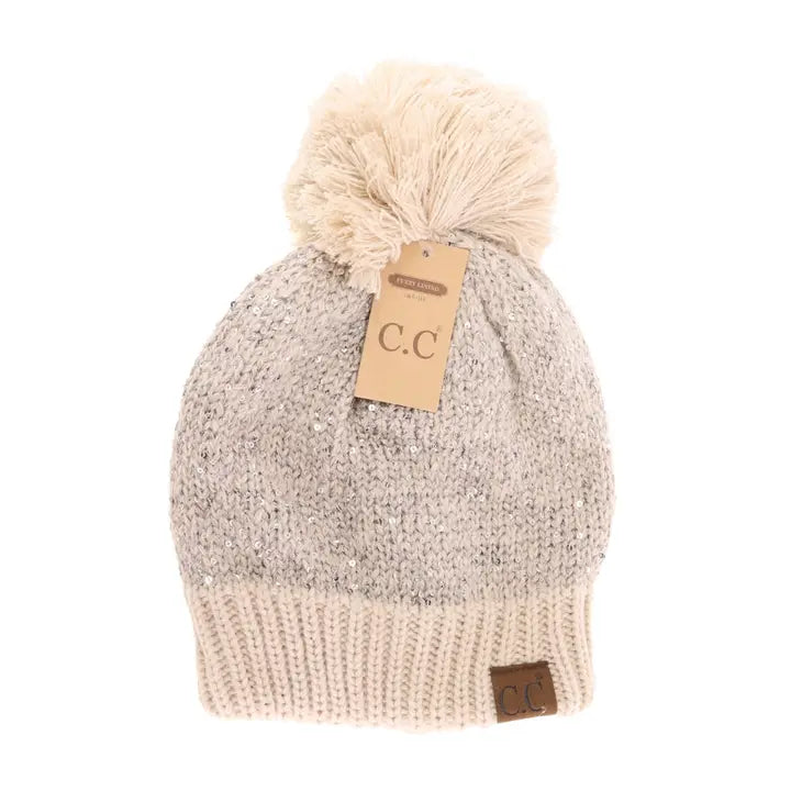 Scatter Sequin Fuzzy Lined Beanie