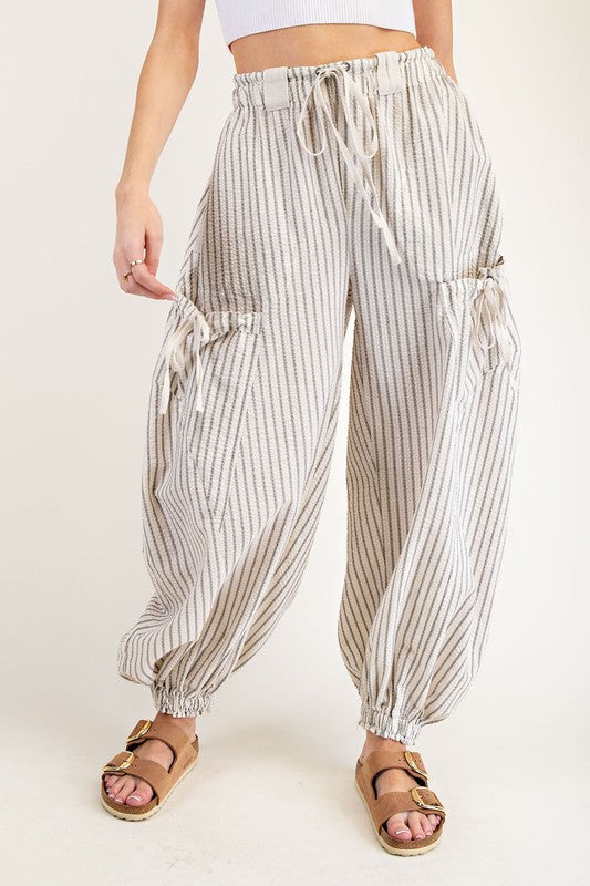 Indy Stripe Joggers - Oatmeal