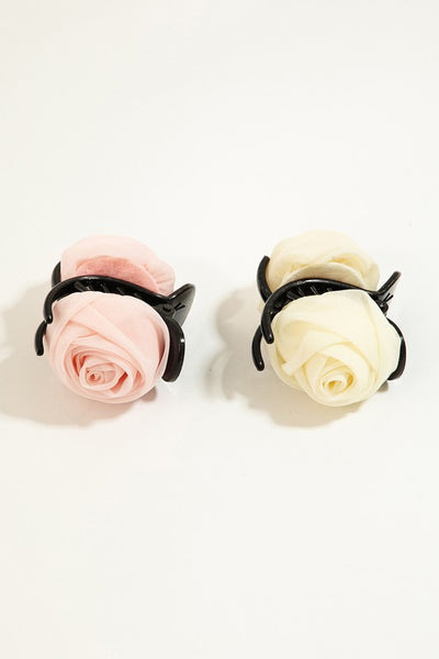 Small Sheer Rose Flower Clips