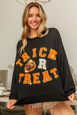 Trick Or Treat Varsity Letter Top