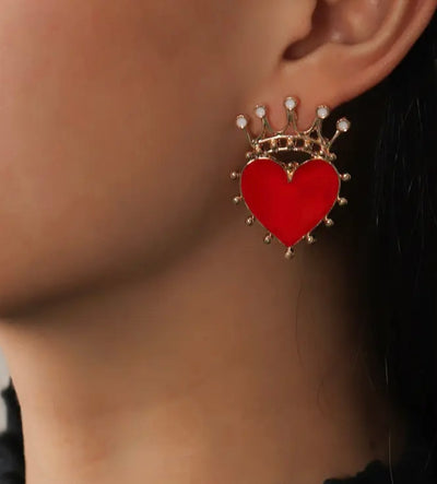 Royal Crown & Heart Earrings