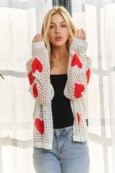 Heart Open Knit Cardigan