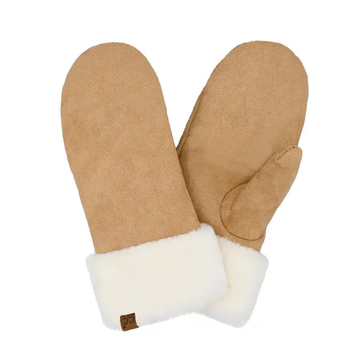 Suede C.C Faux Fur Mittens