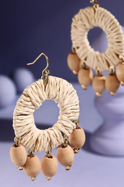 Raffia Hoop Earrings - Ivory