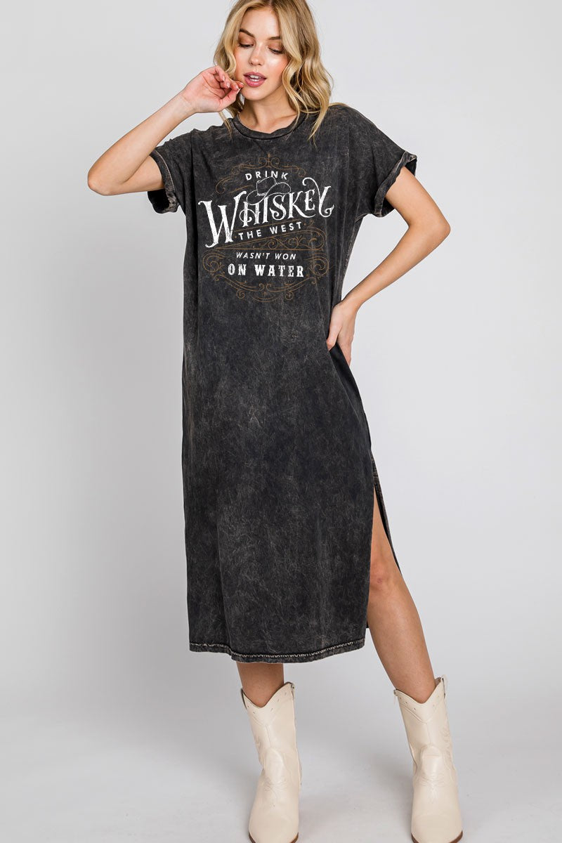 Drink Whiskey Graphic T-shirt Dress