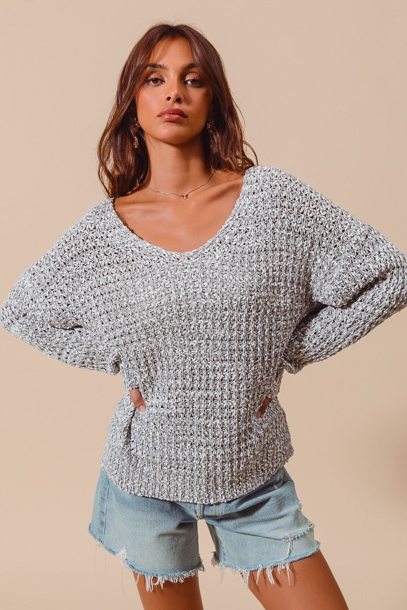 Deep Scope Neck Loose Sweater