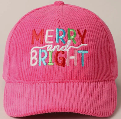 Merry & Bright Embroidered Corduroy Cap