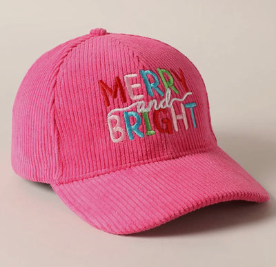 Merry & Bright Embroidered Corduroy Cap