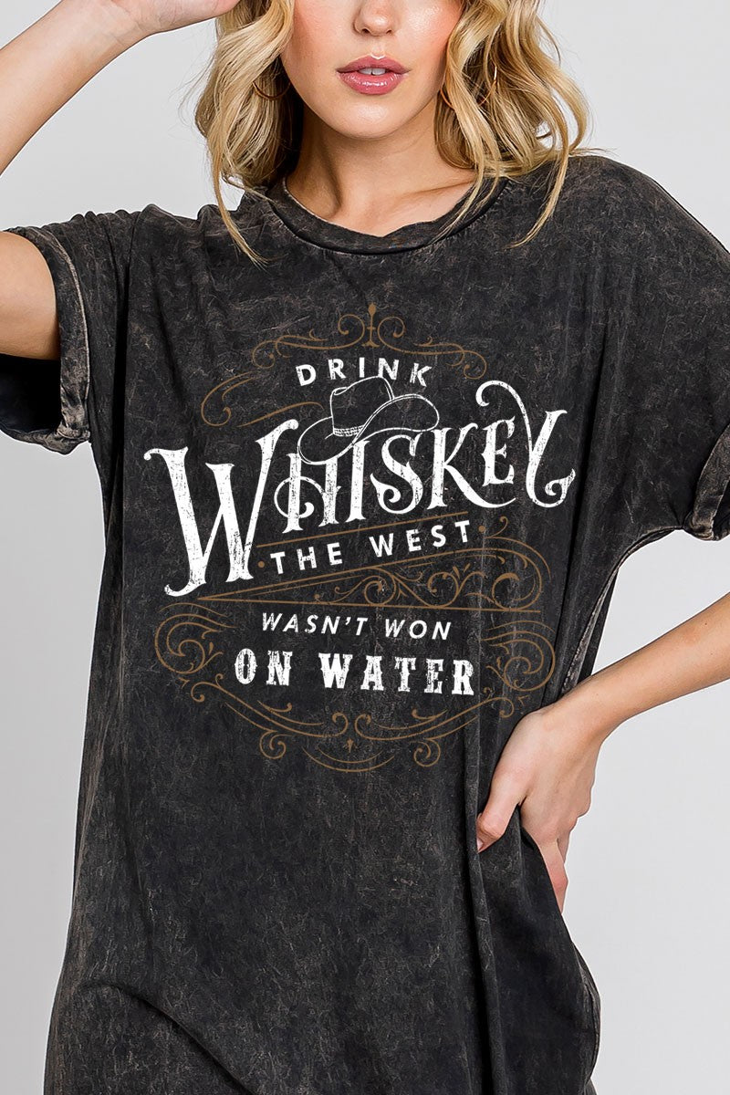 Drink Whiskey Graphic T-shirt Dress