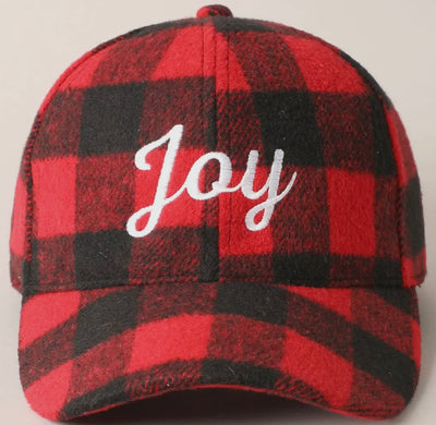 Merry or Joy Plaid Baseball Hat