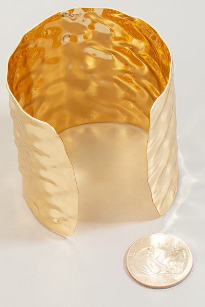 Wide Warped Metallic Cuff