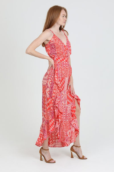 Double Ruffled Red Maxi Dress